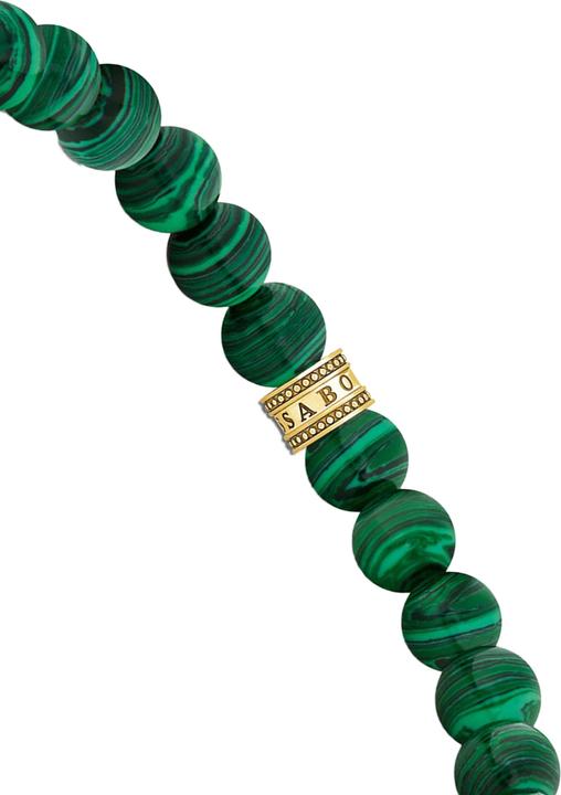Immagine prodotto Thomas Sabo Bracciale di perline con pietre verdi placcate in oro (16 cm, Doratura in oro giallo 750, Argento 925)