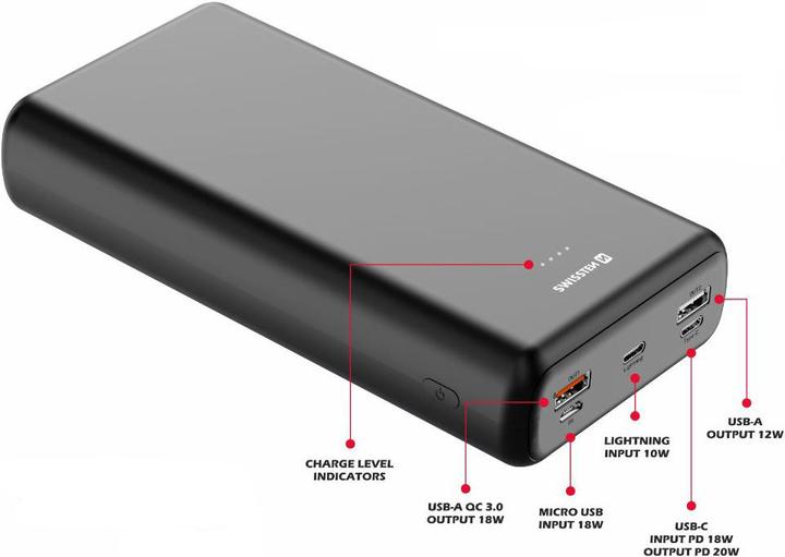 Immagine prodotto Swissten Linea elettrica (30000 mAh, 20 W, 20 Wh)