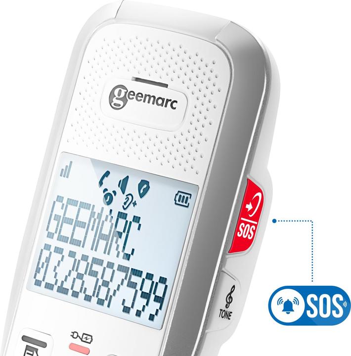 Actual product image Geemarc AMPLIDECT 595 PHOTO Cordless telephone for seniors Answering machine, photo buttons Illuminated
