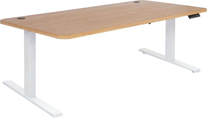 Actual product image Swisshandel24 Desk, computer table, electrically height-adjustable 160x80cm 53kg brown structure, white (160 x 80 x 121 cm)