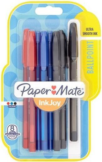 Produktbild Paper Mate Kugelschreiber InkJoy 100 Kappe M S/B/R/G (Rot, Blau, Schwarz, 8 x)