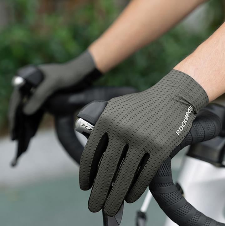 Actual product image Rockbros Breathable Full Finger Cycling Gloves, Size: L - Gray (L)