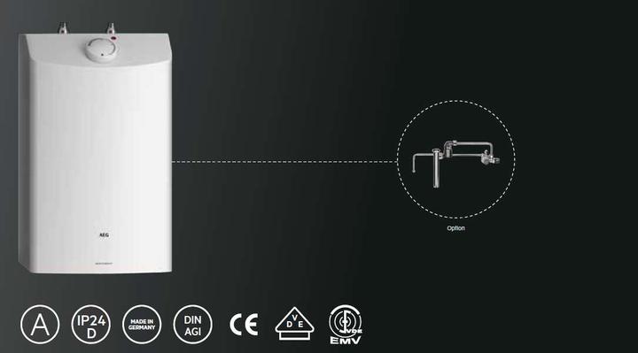 Produktbild AEG Haustechnik DKu 10 druckfester Kleinspeicher, 10 Liter, 2 kW, für 2 Zapfstellen, mit Stecker, untertisch