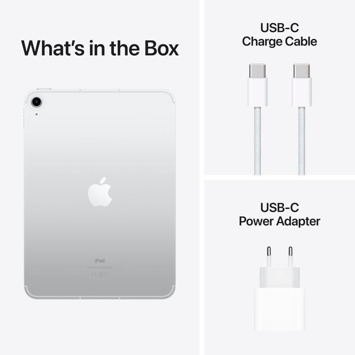 Produktbild Apple iPad 2022 (10. Gen) inkl. Poweradapter (5G, 10.90", 256 GB, Silver)