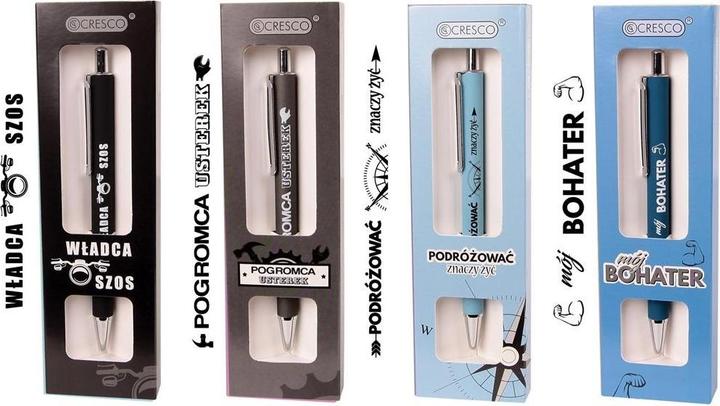 Produktbild Cresco Kugelschreiber mit Aufdruck „Motto – On“ im GB-Mix-Etui (Silber, 1 x)