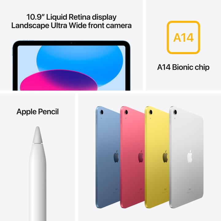 Produktbild Apple iPad 2022 (10. Gen) inkl. Poweradapter (nur WLAN, 10.90", 64 GB, Blue)