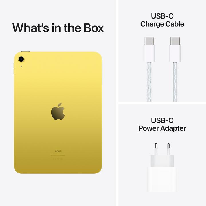 Immagine prodotto Apple iPad 2022 (10. Gen) inkl. Poweradapter (Solo WiFi, 10.90", 256 GB, Giallo)