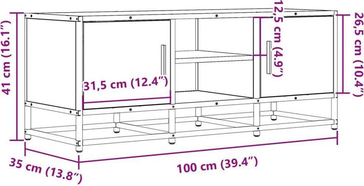 Produktbild VidaXL TV Schrank Lowboard Fernsehschrank Fernsehtisch Holzwerkstoff Metall (100 x 35 x 41 cm)