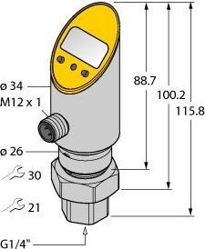 Image du produit Turck Capteur de pression rotatif avec 2 sorties de commutation à transistor pnp/npn ATEX