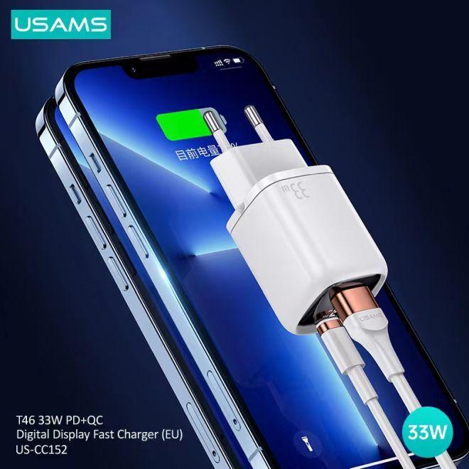 Actual product image Usams 33W QC + PD Digital Display Fast Charger (33 W)