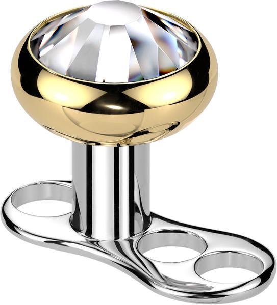 Immagine prodotto Star Piercing Dermal Anchor Innengewinde vergoldet mit Kristall silber (Titanio G23, senza ottone)