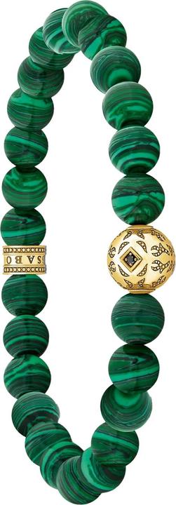 Immagine prodotto Thomas Sabo Bracciale di perline con pietre verdi placcate in oro (16 cm, Doratura in oro giallo 750, Argento 925)