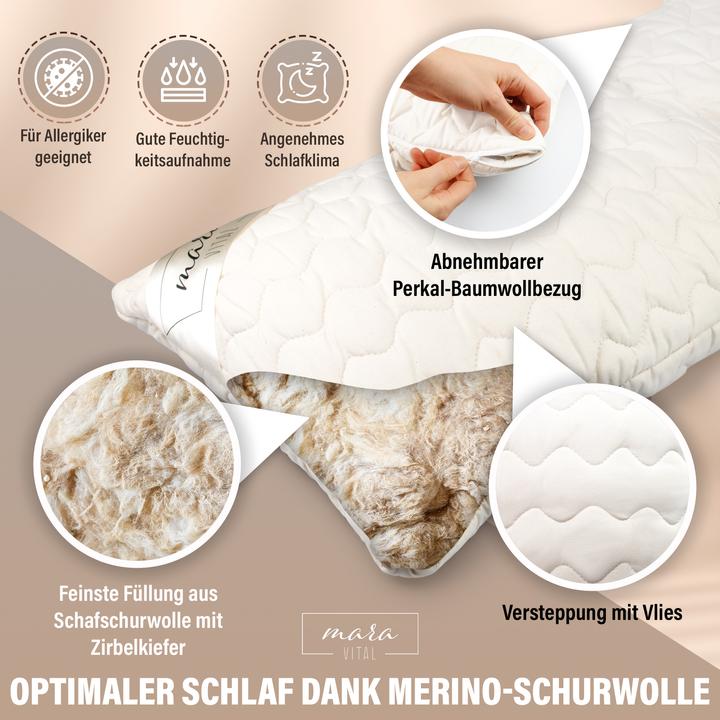 Immagine prodotto Mara Vital Cuscino in pura lana vergine (65 x 100 cm)