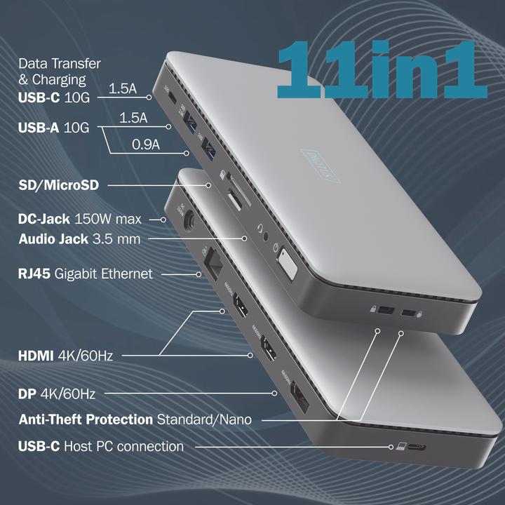 Actual product image Digitus USB-C docking station, 11-port (USB-C, 11 Ports)