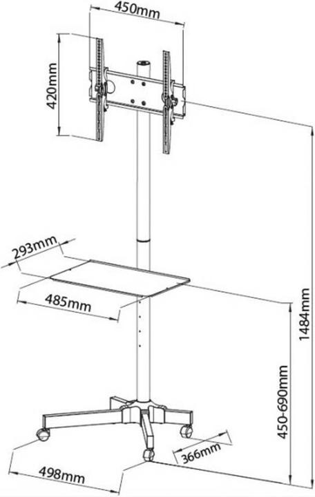 Actual product image Techly Trolley (Universal, 55", 25 kg)