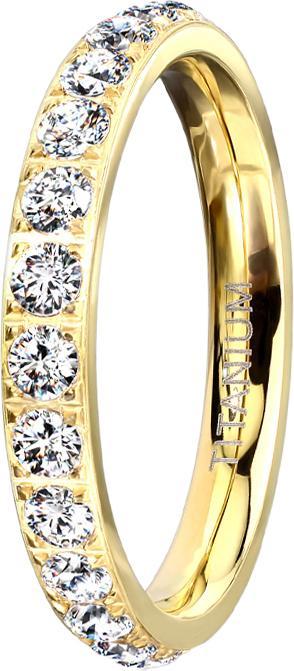 Produktbild Star Piercing Ring vergoldet mit Kristallen (Chirurgenstahl 316L, ohne Messing)