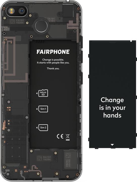 Produktbild Fairphone 3 (64 GB, Dark Translucent, 5.65", Dual SIM + SD, 12 Mpx, 4G)