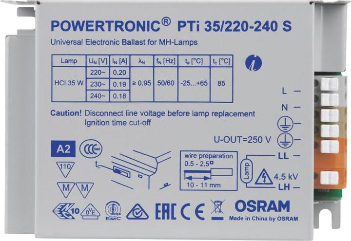 Image du produit Osram Lampe à décharge haute intensité EVG 35 W 1 x 35 pour l'intégration dans les luminaires