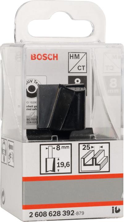 Produktbild Bosch Professional Zubehör Nutfräser, 8 mm, D1 25 mm, L 19,6 mm, G 51 mm. Für Handfräsen