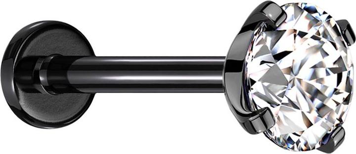 Produktbild Star Piercing Micro Threadless Labret schwarz mit Kristall silber gefasst (ohne Messing, Chirurgenstahl 316L)