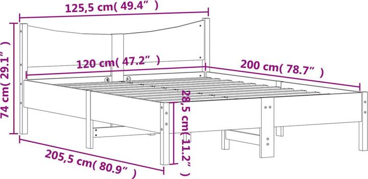 Produktbild VidaXL Bett Kiefer (135 x 190 cm)