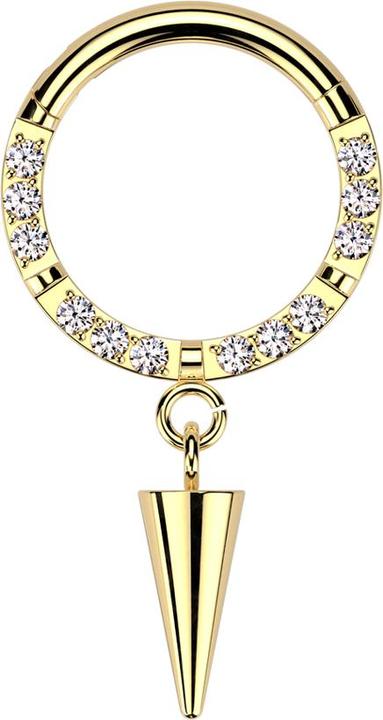 Star Piercing Micro Segmentring klappbar vergoldet front Kristalle silber vier Unterbrüche Anhänger Cone (ohne Messing, Titan G23)