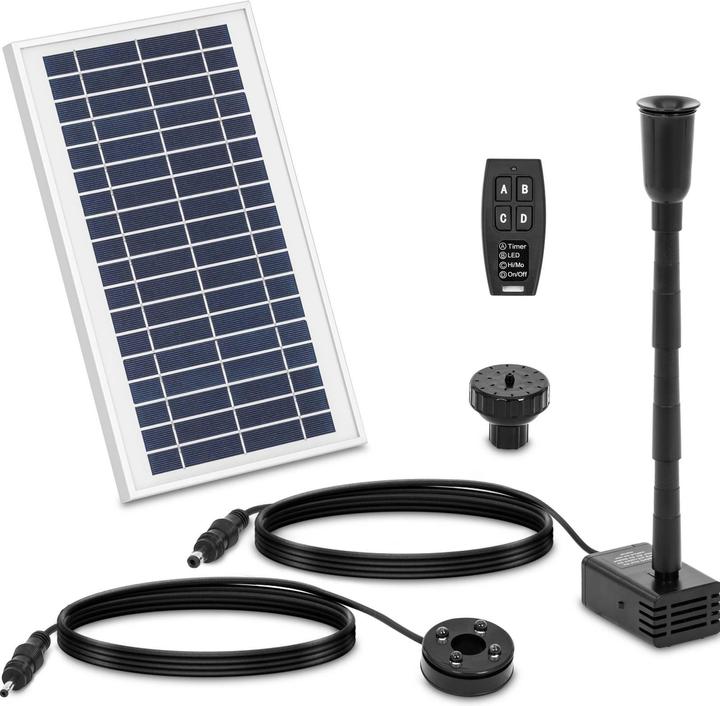Produktbild Hillvert Solar-Springbrunnen Sauerstoffpumpe mit Beleuchtung + Fernbedienung 600 l/h 7 W