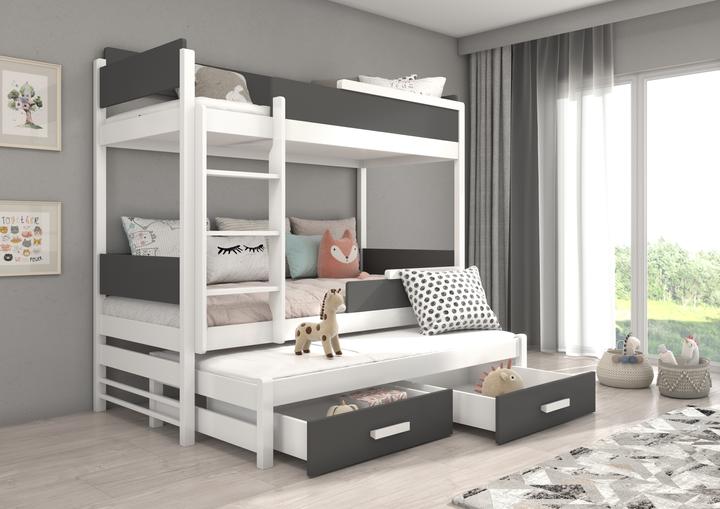 Image du produit ADRK Furniture Tripler les lits superposés QUEEN 200x90 (200cm x 90cm)