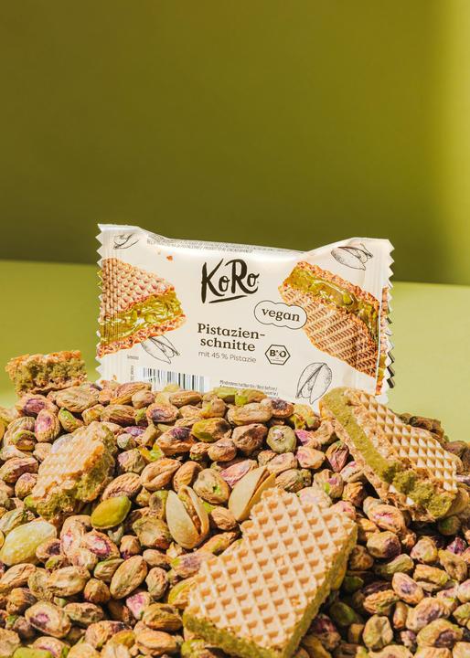Image du produit KoRo Gaufrettes fourrées bio à la purée de pistache et au cacao blanc (12 pcs, 264 g)