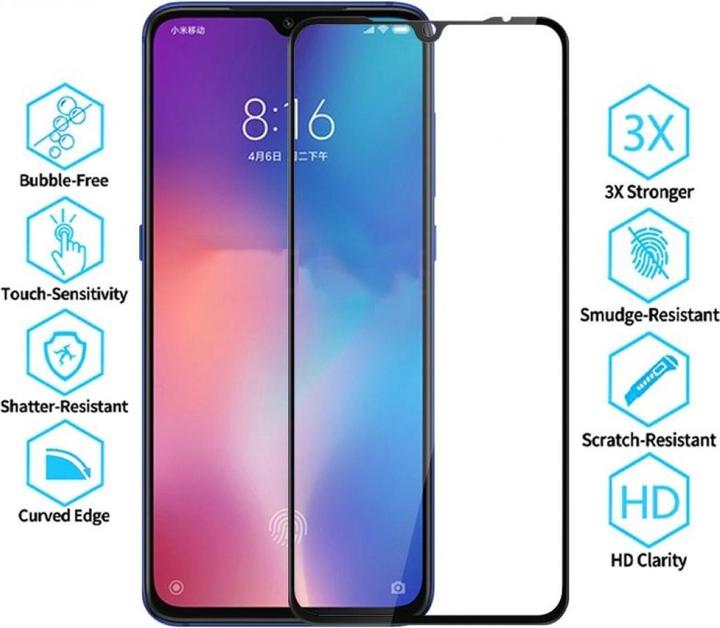 Actual product image Screenguard Xiaomi Mi 9 Full Screen Protective Glass Film 2.5D 9H (1 Piece, Mi 9)