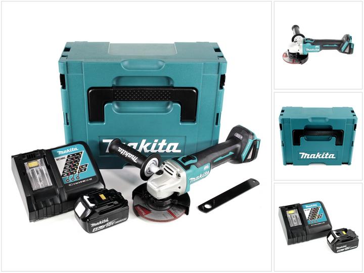 Makita DGA 504 RM1J 18 V Li-Ion Cordless Angle Grinder 125 mm Brushless + MakPac Carry Case + 1 x Ba (125 mm)