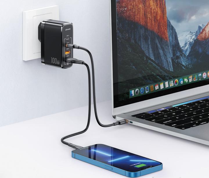 Actual product image Usams 4 Ports GaN Fast Charger (100 W)