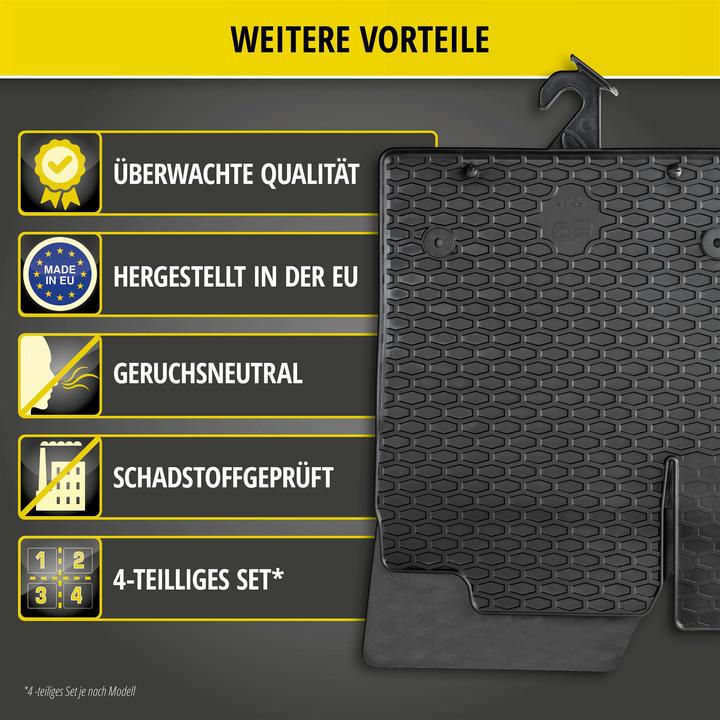 Produktbild Walser Gummimatten passend für Peugeot 3008 SUV, 2005-2012, Fumatten Auto-Matten Gummi (2 Vordermatten + 2 Rückmatten)