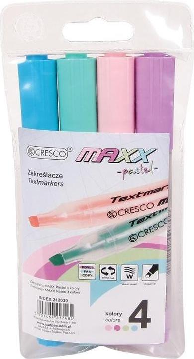Image du produit Cresco MAXX Pastell-Textmarker 4 Farben (Rose, Vert, Lila, Bleu)