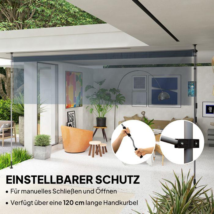 Immagine prodotto Swisshandel24 Klemmmarkise mit Handkurbel höhenverstellbar inkl. Wandhalterung 400 cm, Dunkelgrau (4 m)