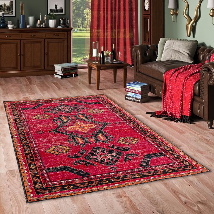 Actual product image Pergamon Kurzflor Designer Teppich Modern Vintage Orient Muster (140 x 200 cm)