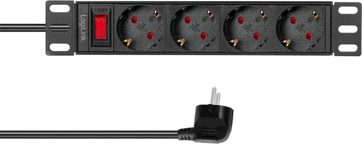 Actual product image LogiLink 10" socket strip 4-fold, with switch (4 x, CEE 7/3, 2 m)