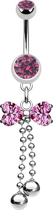 Immagine prodotto Star Piercing Banana argento con fiocco pendente rosa e palline (Acciaio chirurgico 316L, senza ottone)