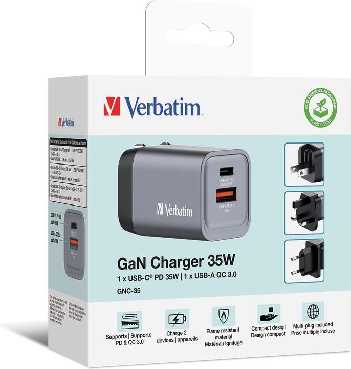 Produktbild Verbatim GNC-35 GaN Charger 2 35W USB (35 W)