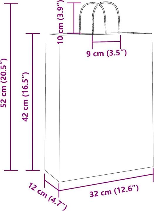 Actual product image VidaXL Kraft paper bags 50 pcs. with handle green 32x12x42 cm paper bag (Gift bag, 50 x)