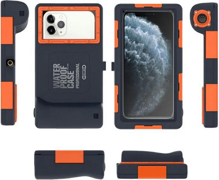 Actual product image PhoneLook SHELLBOX Universal Smartphone Case Professional Waterproof Case 2nd Generation (15 metres) Orange (Apple iPhone 13 Pro Max, Apple iPhone 11 Pro Max, Apple iPhone 14, Apple iPhone XS, Apple iPhone 6 Plus, Apple iPhone XS Max, Apple iPhone XR, Apple iPhone 12, Apple iPhone 11 Pro, Apple iPhone 13, Apple iPhone X, Apple iPhone 6, Apple iPhone 8, Apple iPhone 14 Pro Max, Apple iPhone 7)