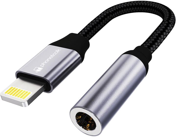 Actual product image PhoneLook Lightning (iPhone) to 3.5mm AUX audio headphone connector Nylon and (Lightning, 3.5mm jack)
