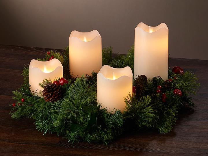 Immagine prodotto Britesta Corona d'Avvento, argento, 4 candele LED bianche con fiamma mobile (10, 15 cm)