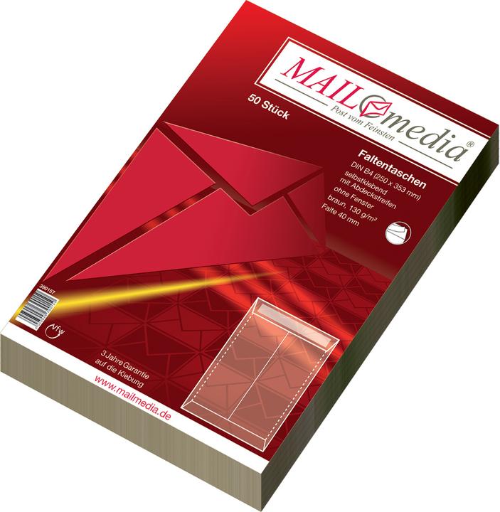 Produktbild Mayer-Network 50 Versandtaschen B4 braun 130g hk m Falte (50 x)