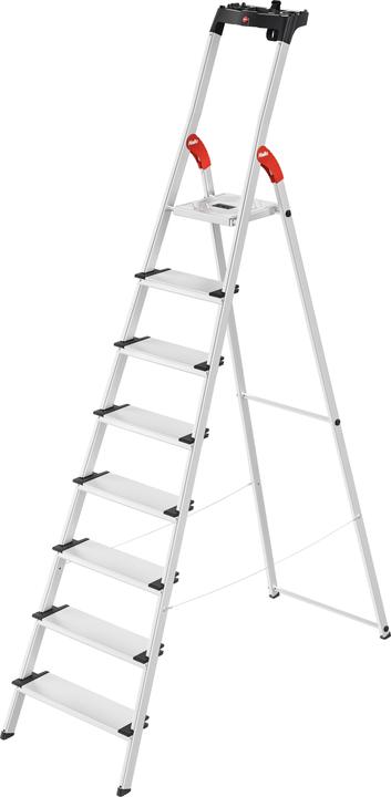 Produktbild Hailo L80 ComfortLine, Alu-Sicherheits-Stehleiter, 8 Stufen (Stehleiter, 233 cm)