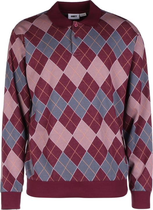 Actual product image Obey Long Sleeve Polo Argylie Jacquard - 106493 (L)
