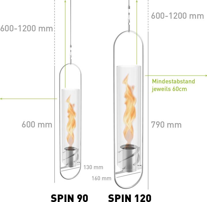 Actual product image Höfats Bioethanol hanging fire SPIN 120 Ø 12 cm (silver) (12 x 16 cm)