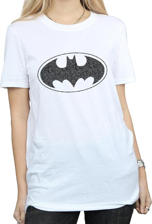 Actual product image Womens/Ladies Batman One Colour Logo Cotton Boyfriend T-Shirt (S)