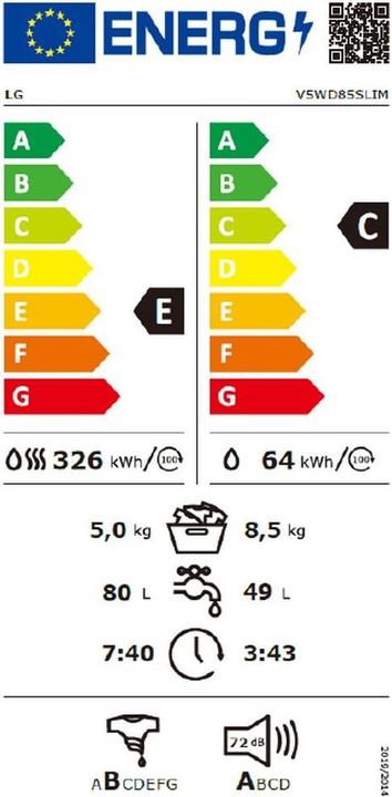 Energie-Label LG V5WD85SLIM