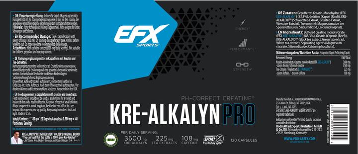 Immagine prodotto EFX Kre-Alkalyn PRO (120 Super Cap) (120 Pezzo/i, Pillole)